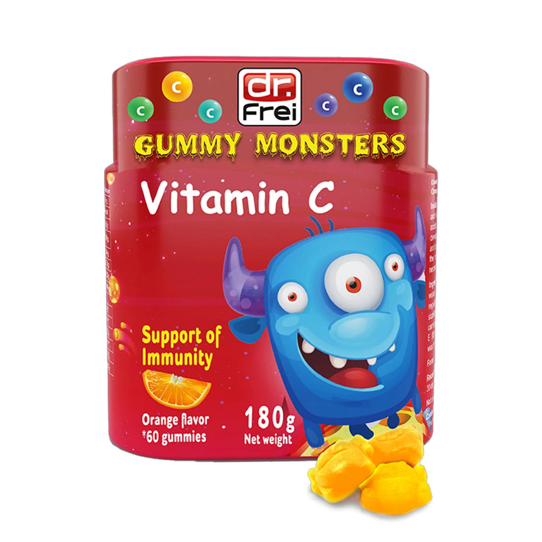 Dr.Frei Vit C Gummies, Orange Flavour, 60 pcs