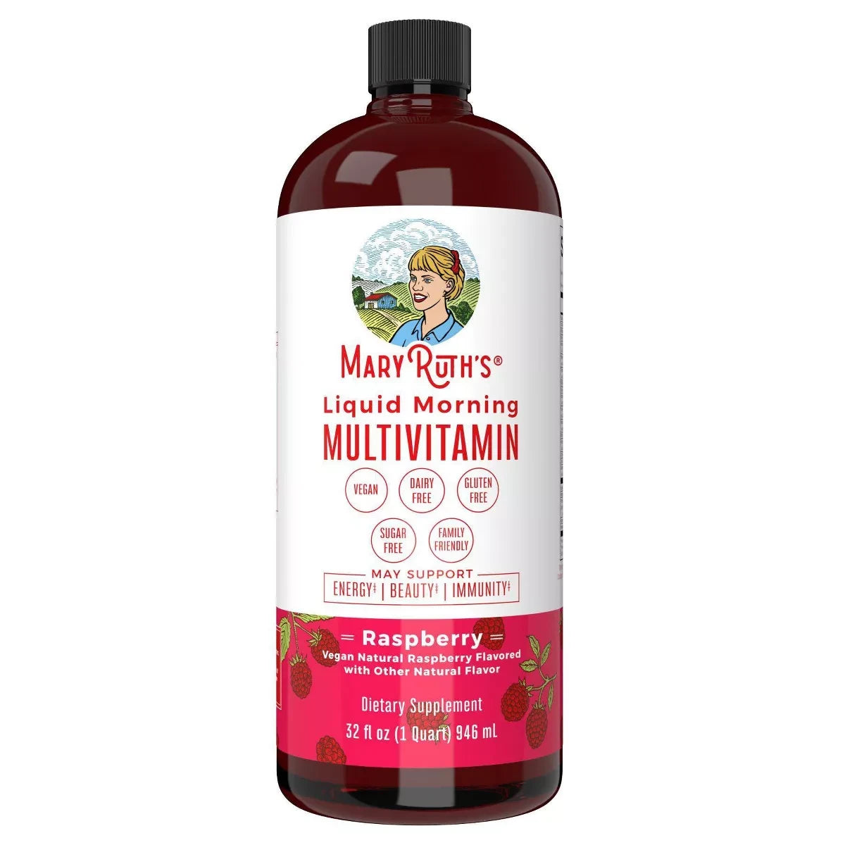 Mary Ruth Morning Multivitamin Liquid, Raspberry, 32 oz