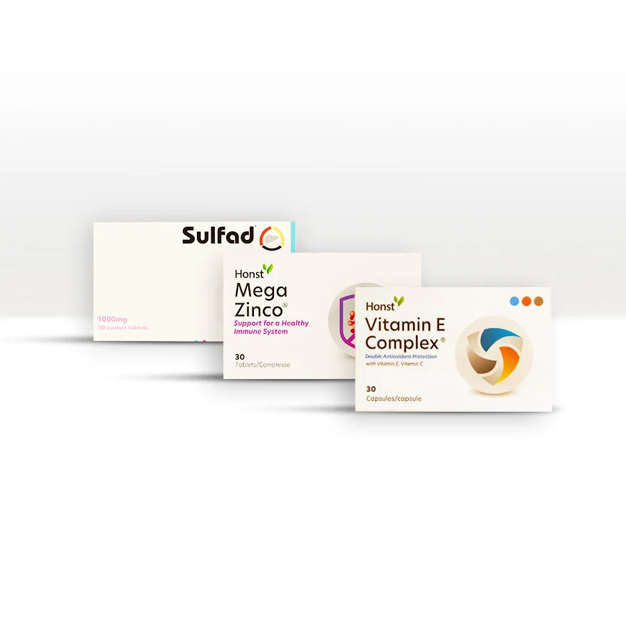 Glow & Repair Bundle | Skin, Hair & Liver Wellness | Sulfad + Mega Zinco + Vit E Complex