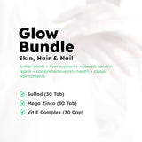 Glow & Repair Bundle | Skin, Hair & Liver Wellness | Sulfad + Mega Zinco + Vit E Complex